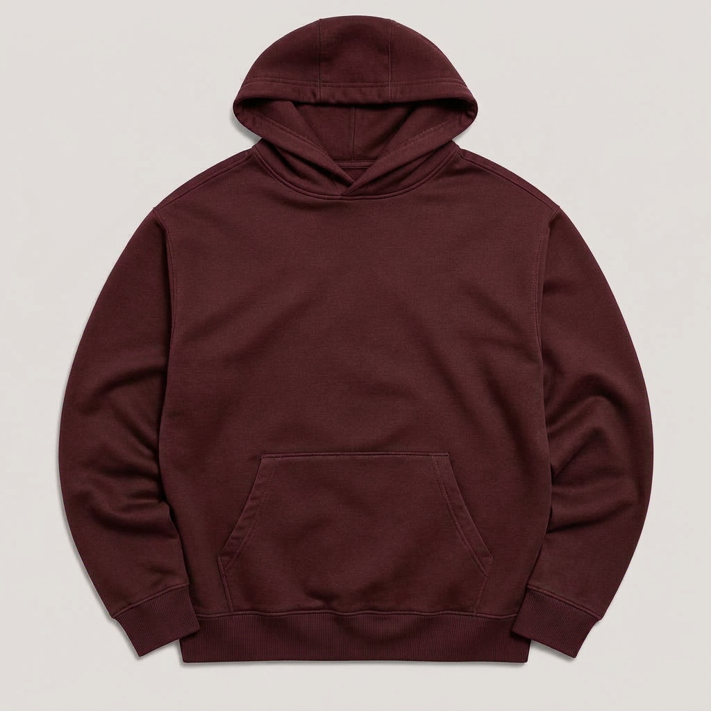 Hoodie i färgen maroon, framsida