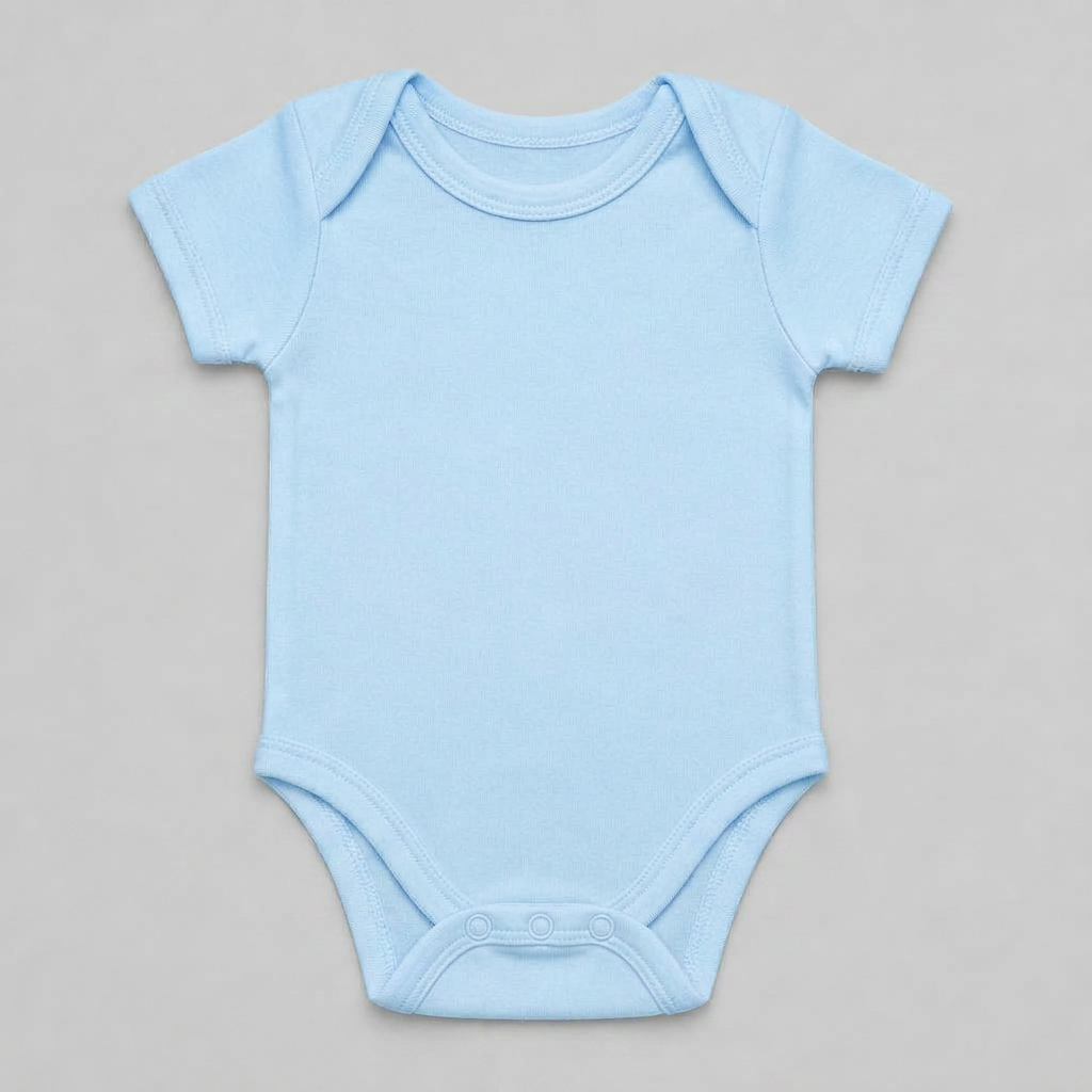 Babybody i färgen baby-blue, framsida
