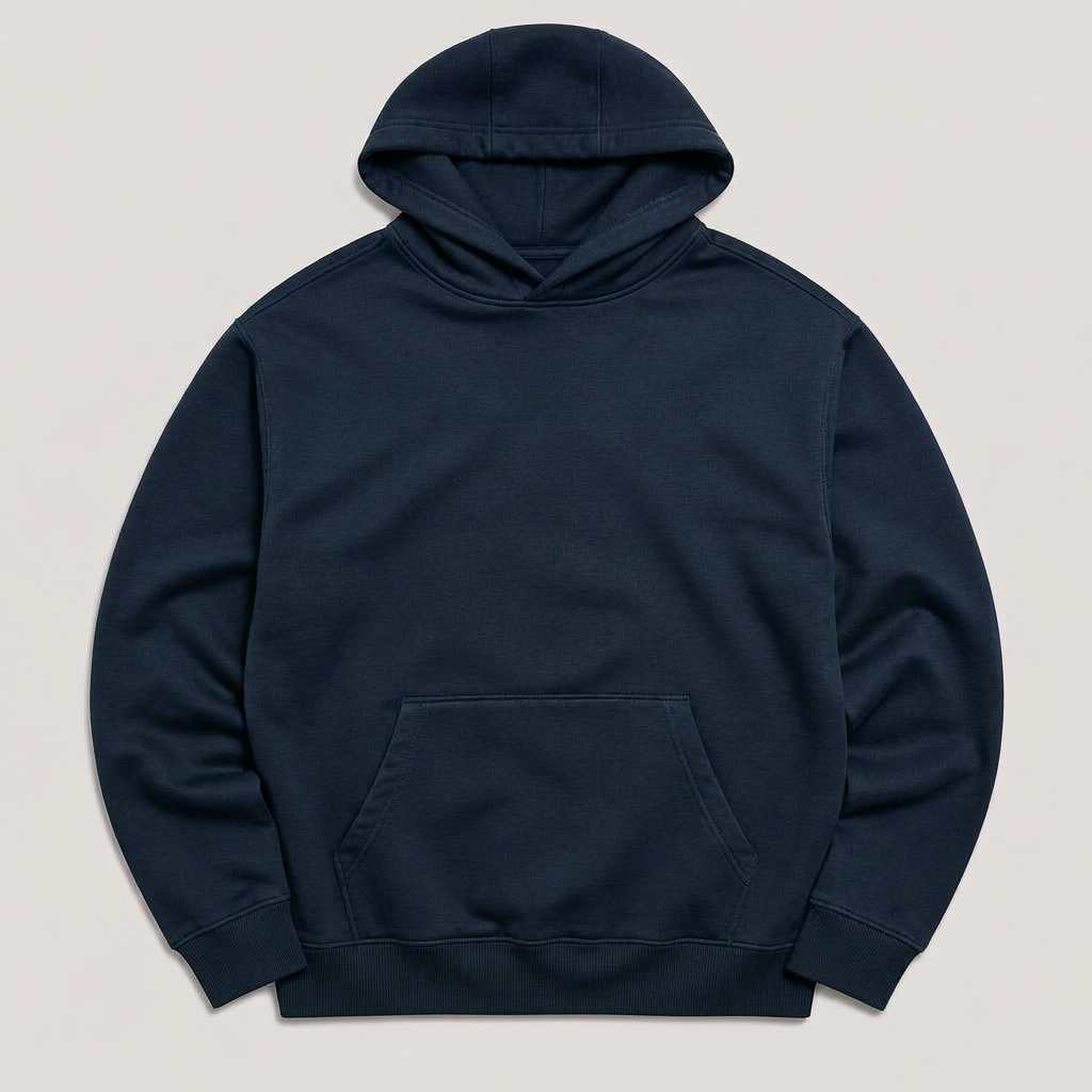 Hoodie i färgen navy, framsida