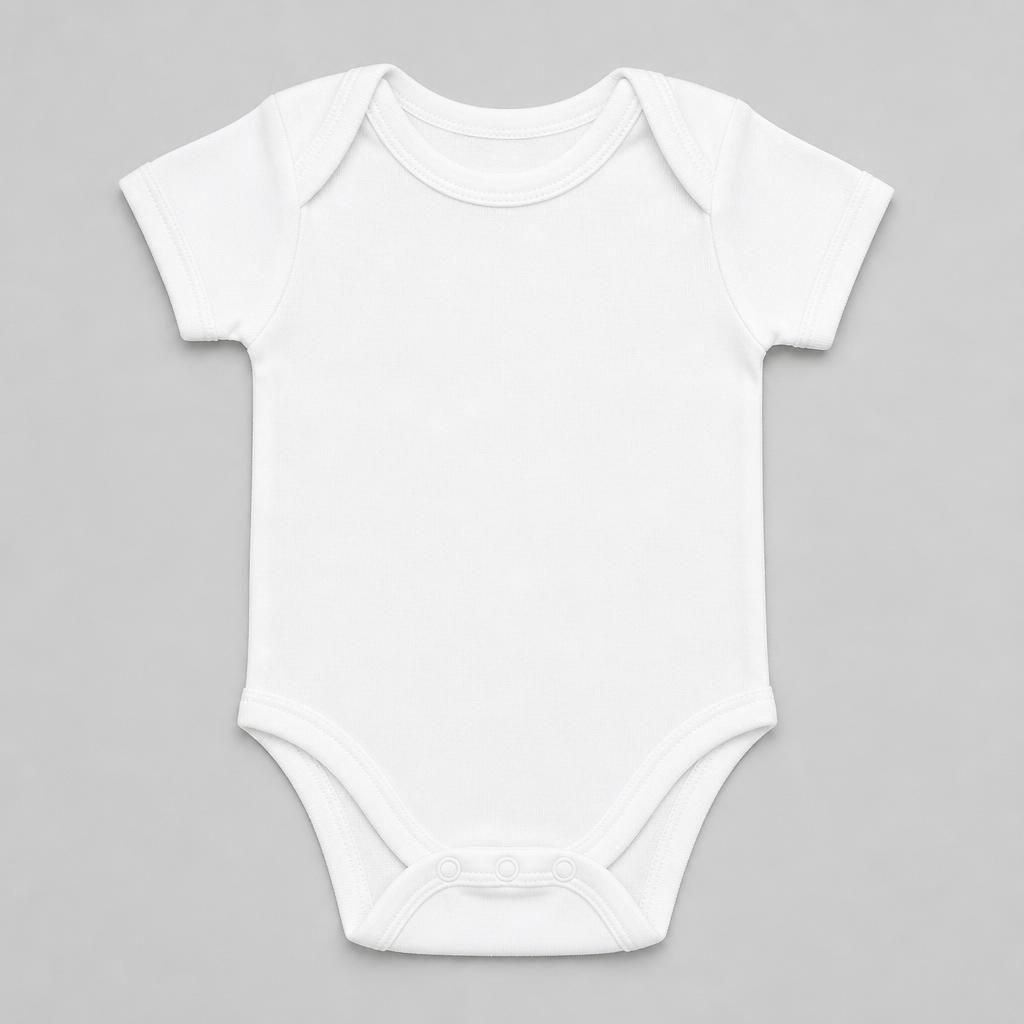 Babybody i färgen white, framsida