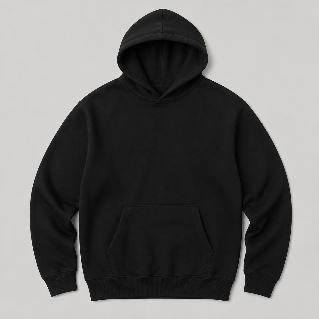 Hoodie i färgen black, framsida