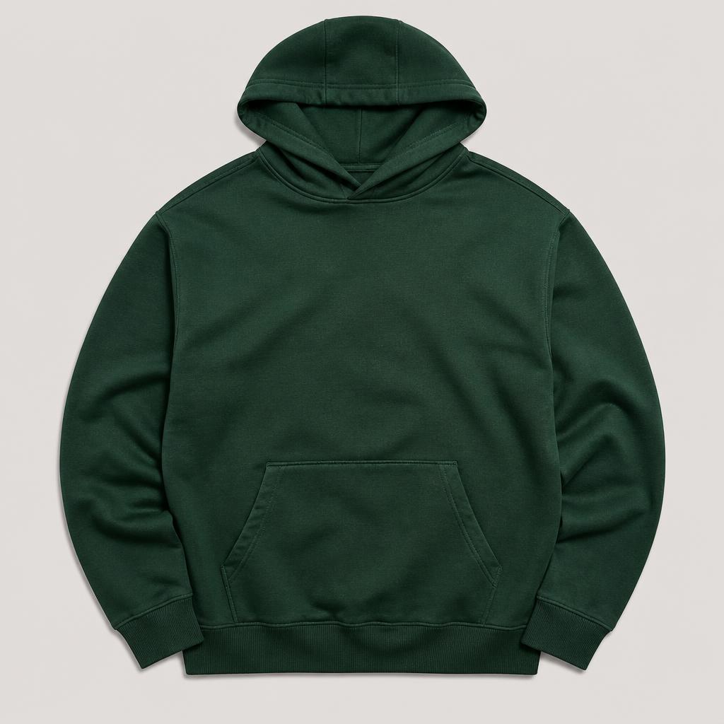 Hoodie i färgen forest, framsida